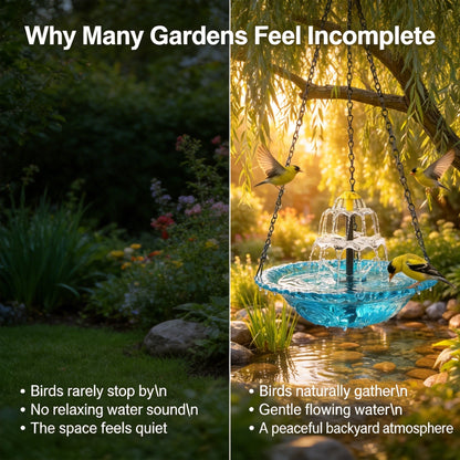 Solar Cascade Hanging Bird Bath Fountain
