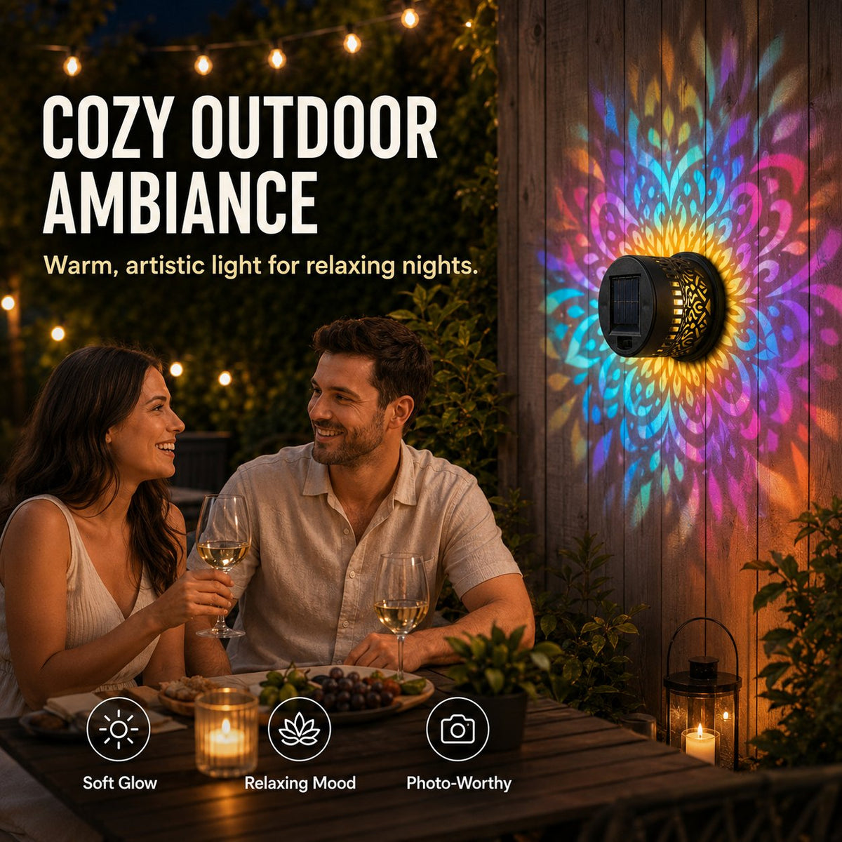 🔥Last Day 49% OFF & 65K+ SOLD! -✨Solar Mandala Wall Light | Outdoor Garden Fence Projector Lamp 🪐🌌