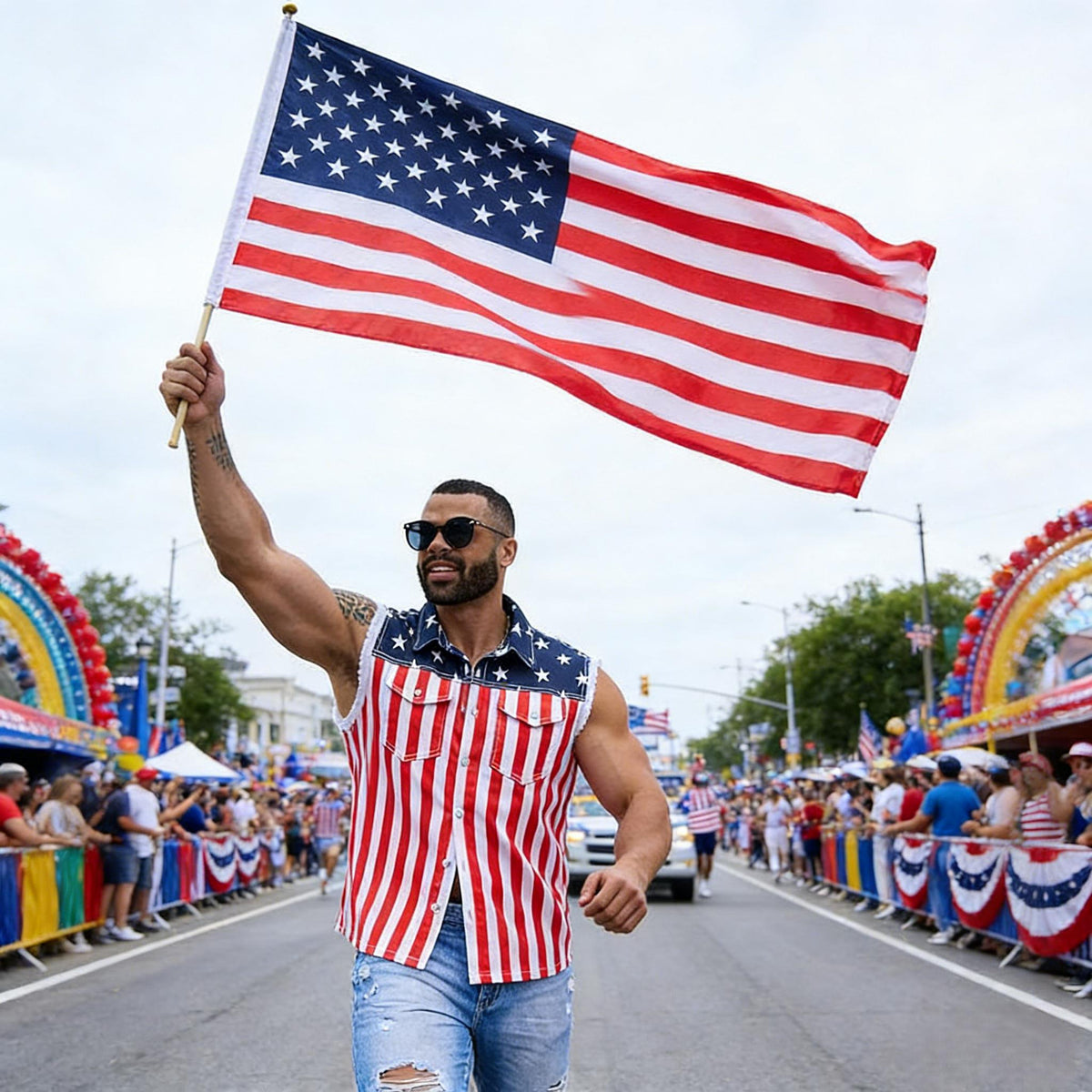 🔥LAST DAY SALE 49% OFF - 🇺🇸🦅Men's American Flag Denim Vest - 4th of July Patriotic Casual Sleeveless Jacket✨