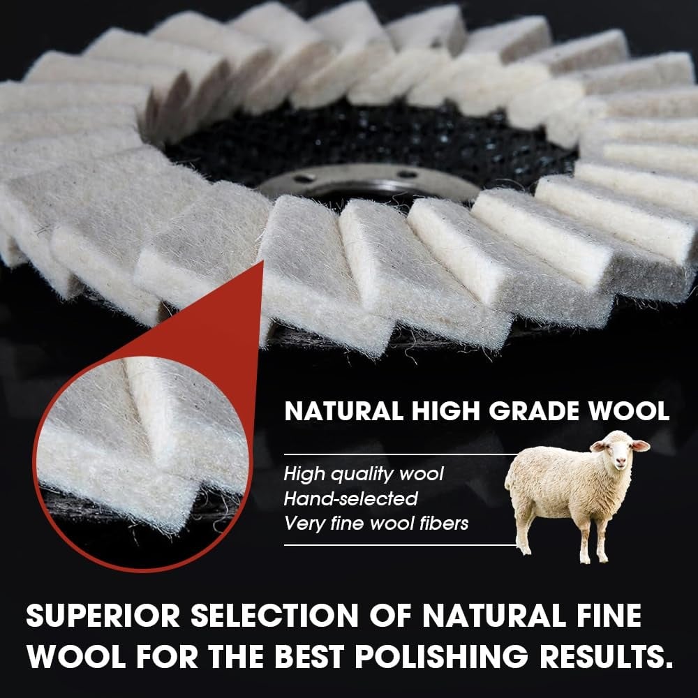 🔥Last Day 49% OFF - 🪵Premium Wool Felt Polishing Flap Disc for Angle Grinders - Mirror Finish Made Easy🔧