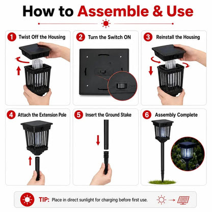 🔥Last Day 50% OFF - ☀️💜2-in-1 Solar Mosquito Zapper & Decorative Garden Stake Light 🦟