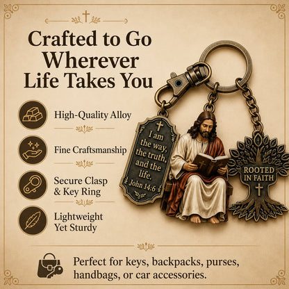 (🎁Last Day 49% OFF)✝️📖Jesus Reading Keychain