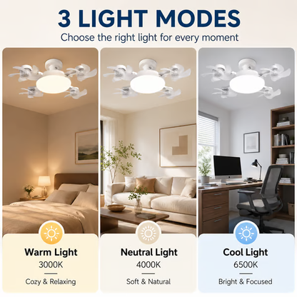 🔥LAST DAY 50% OFF -💡 2-in-1 Energy-Saving Fan Light｜Cool Air + Soft Light in One🌀