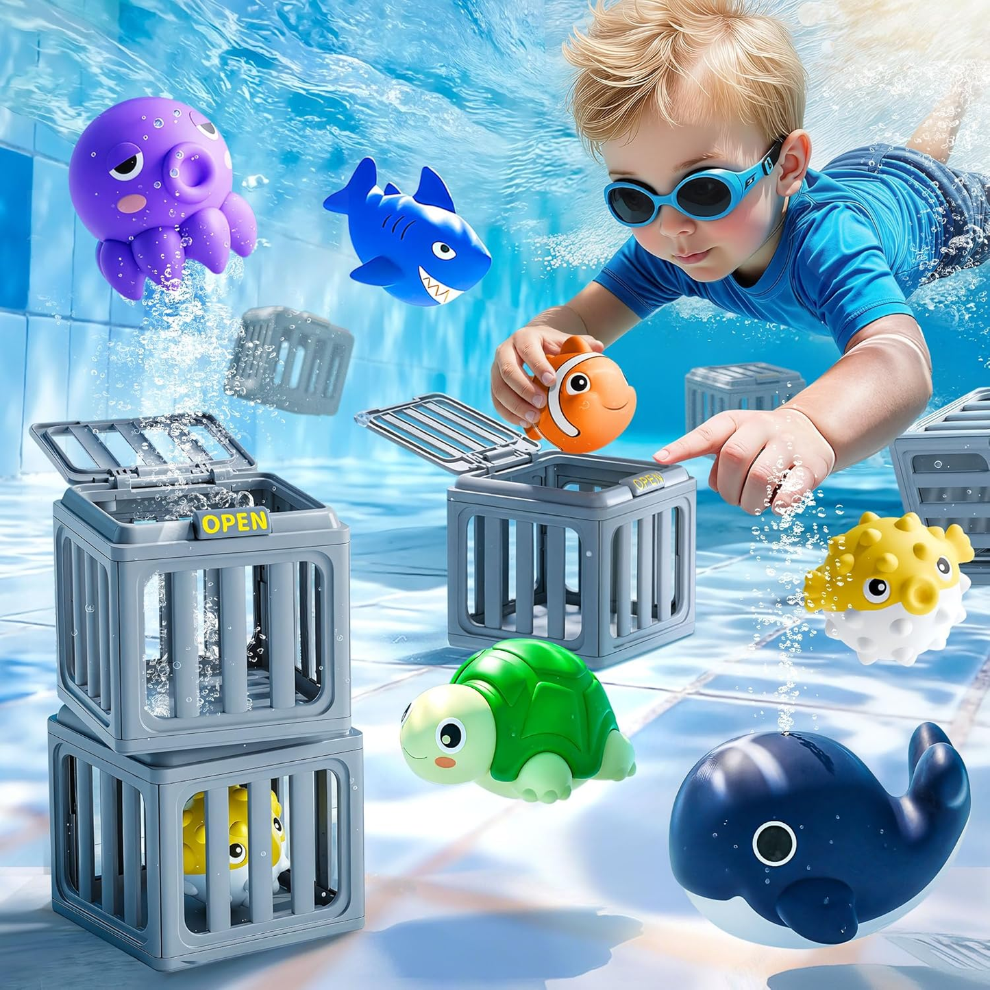 🔥LAST DAY 49% OFF - ✨🏊Diving Toy Set with Sinking Animals🐬💦