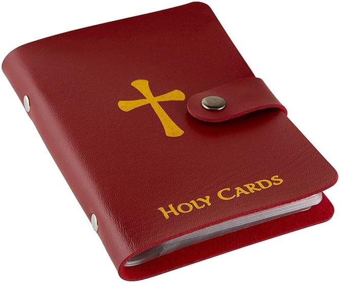 (🎁Last Day 49% OFF)✝️Catholic Genuine Leather Holy Card Holder – Pocket Prayer Card Organizer with Snap Closure