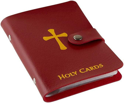 (🎁Last Day 49% OFF)✝️Catholic Genuine Leather Holy Card Holder – Pocket Prayer Card Organizer with Snap Closure