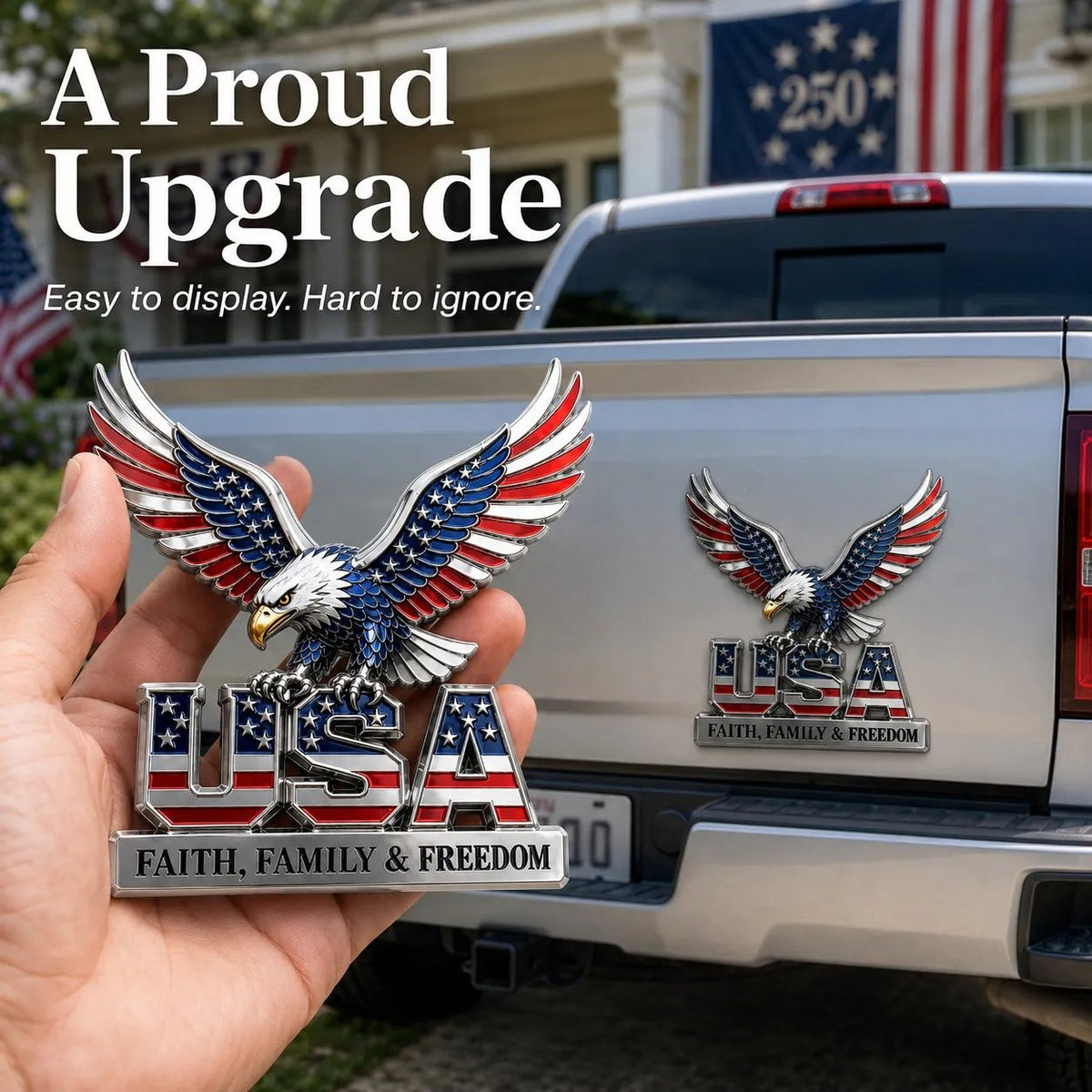 🇺🇸250th Anniversary 50% OFF - ★USA Faith, Family & Freedom★ Metal Emblem🦅