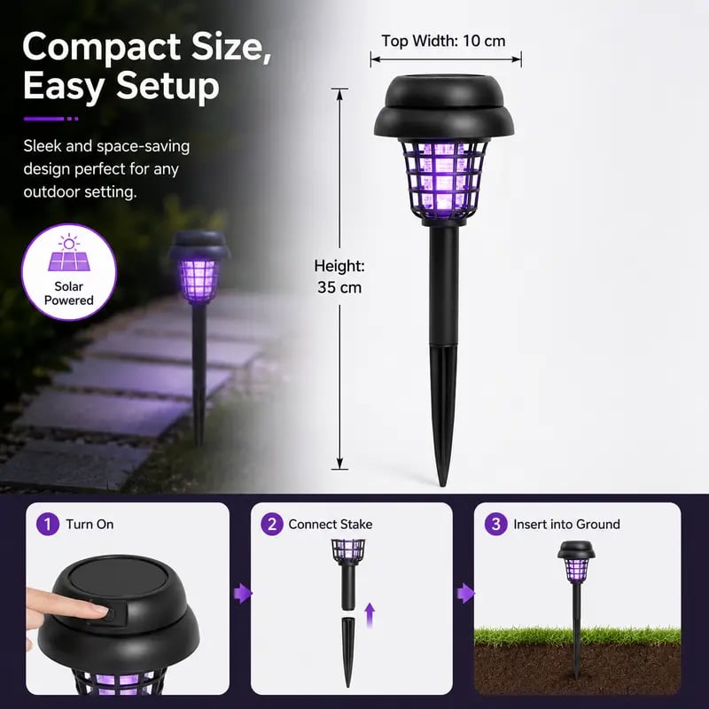 🔥Last Day 50% OFF - ☀️💜2-in-1 Solar Mosquito Zapper & Decorative Garden Stake Light 🦟