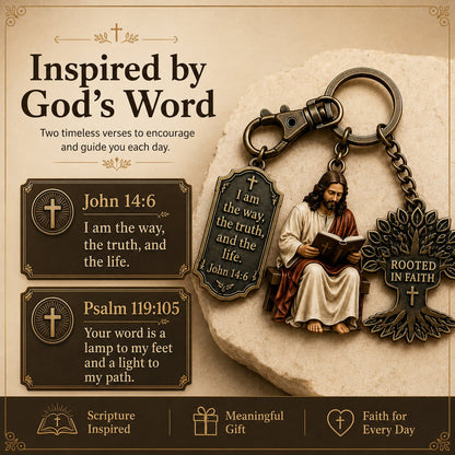 (🎁Last Day 49% OFF)✝️📖Jesus Reading Keychain