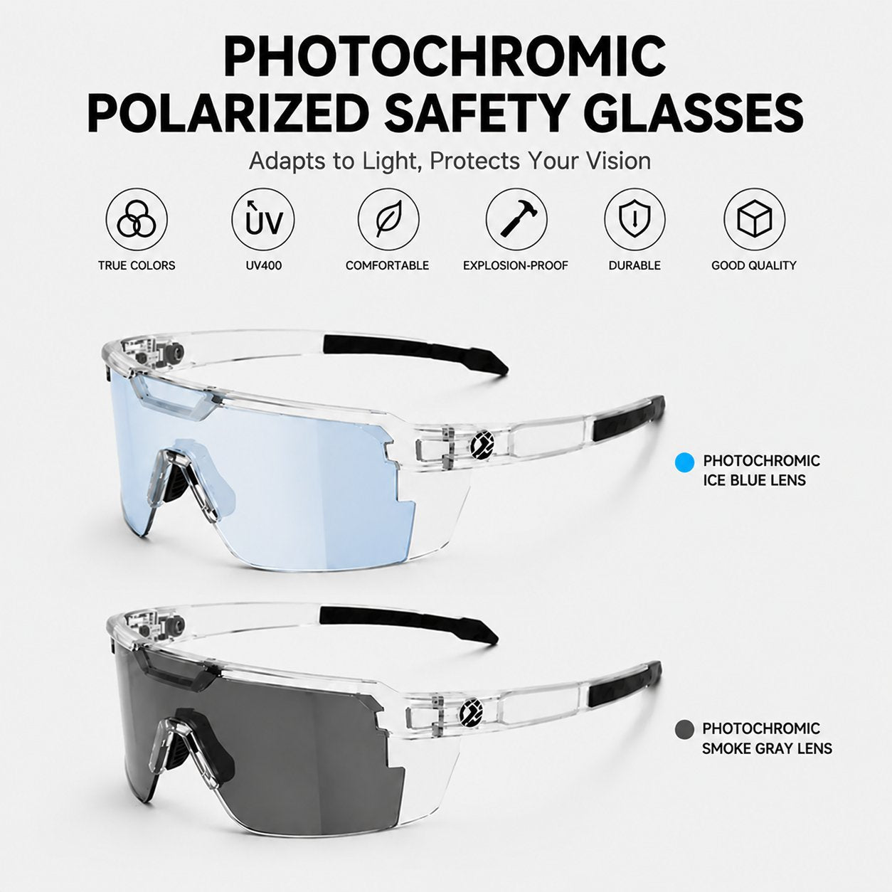 ☀️UV400 Photochromic Polarized Safety Glasses – 🥇Impact Resistant Outdoor Sports & Work Eyewear（The Best Gift for Dad）❤️👨