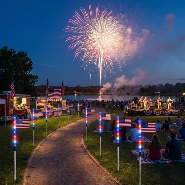 🔥Last Day  49% OFF🔥8 Solar American Flag Pathway Lights – Red, White & Blue Yard Glow for 250th Independence Celebration 🇺🇸✨