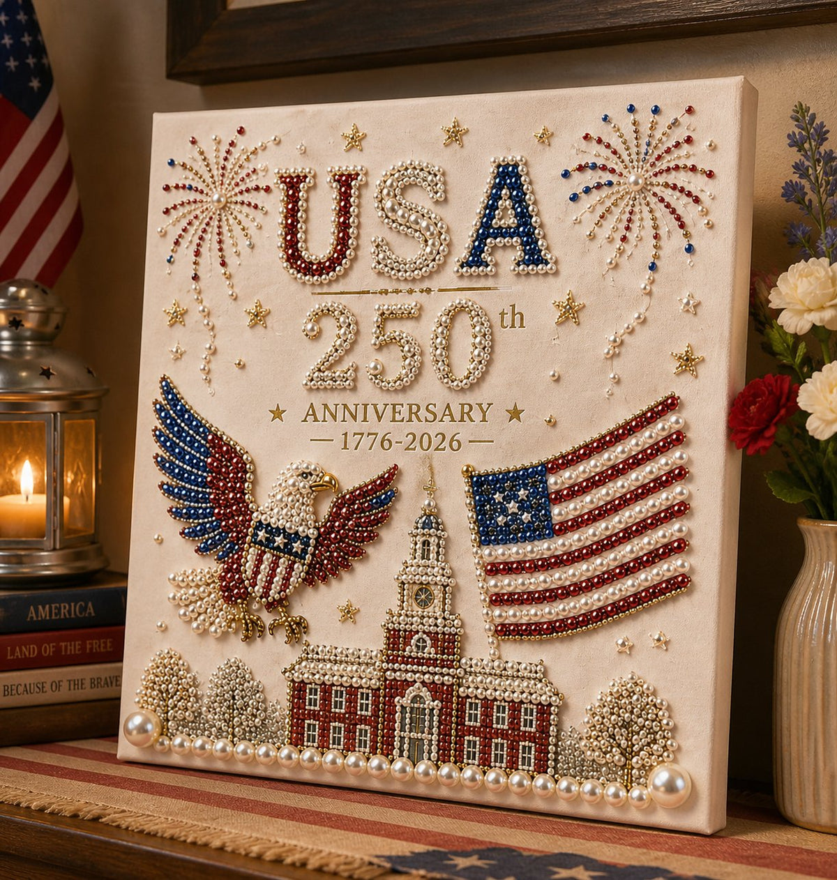 🔥LAST DAY 49% OFF - USA 250th Anniversary DIY Pearl Painting Kit ✨❤️‍🔥