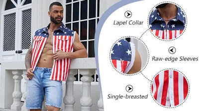 🔥LAST DAY SALE 49% OFF - 🇺🇸🦅Men's American Flag Denim Vest - 4th of July Patriotic Casual Sleeveless Jacket✨