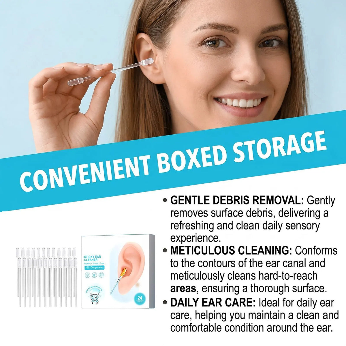 🔥Last Day 49% OFF - ✨Adhesive Reusable Ear Wax Removal Swabs✨ Soft Rubber Ear Cleaning Tool With Dust Cover For Adults & Kids