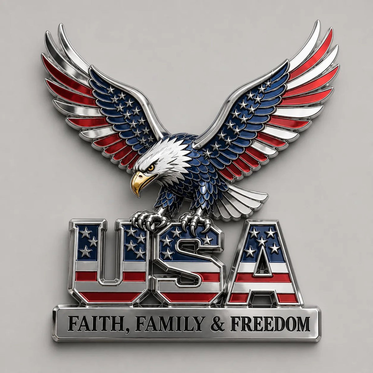 🇺🇸250th Anniversary 50% OFF - ★USA Faith, Family & Freedom★ Metal Emblem🦅