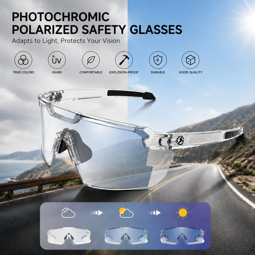 ☀️UV400 Photochromic Polarized Safety Glasses – 🥇Impact Resistant Outdoor Sports & Work Eyewear（The Best Gift for Dad）❤️👨