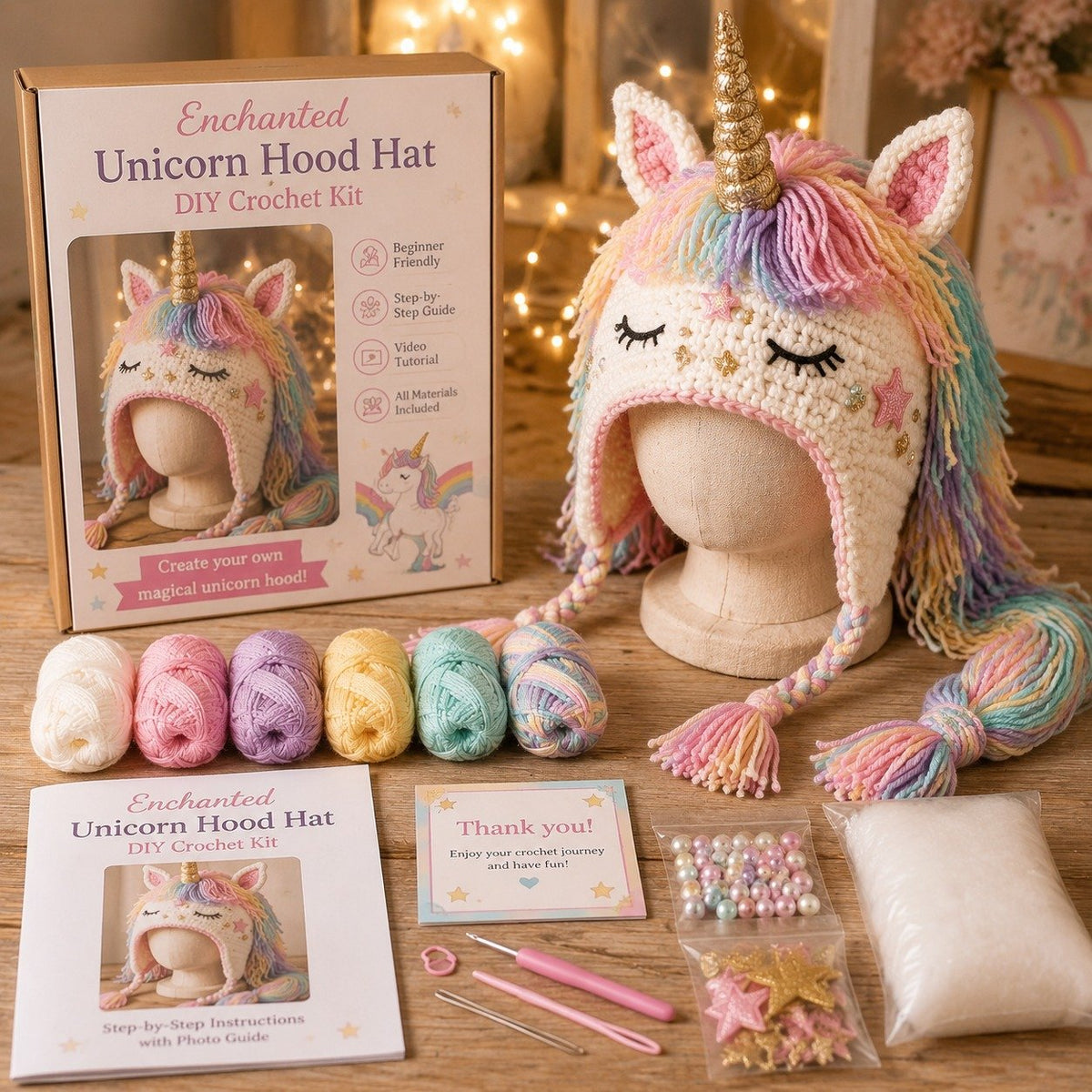 🔥Last Day 50% OFF - 🧵Fantasy Hood Hat DIY Crochet Kit – Create Your Own Magical Wearable Character Hat