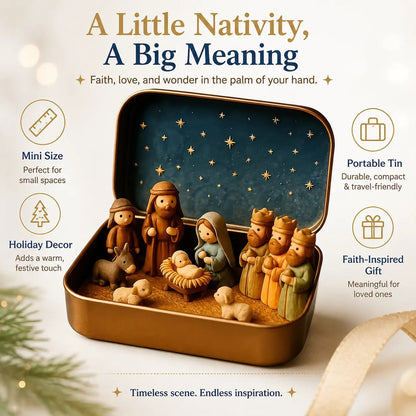 (🎁Last Day 49% OFF)✝️Mini Nativity Scene Keepsake Tin — Pocket-Sized Christmas Holy Family Set