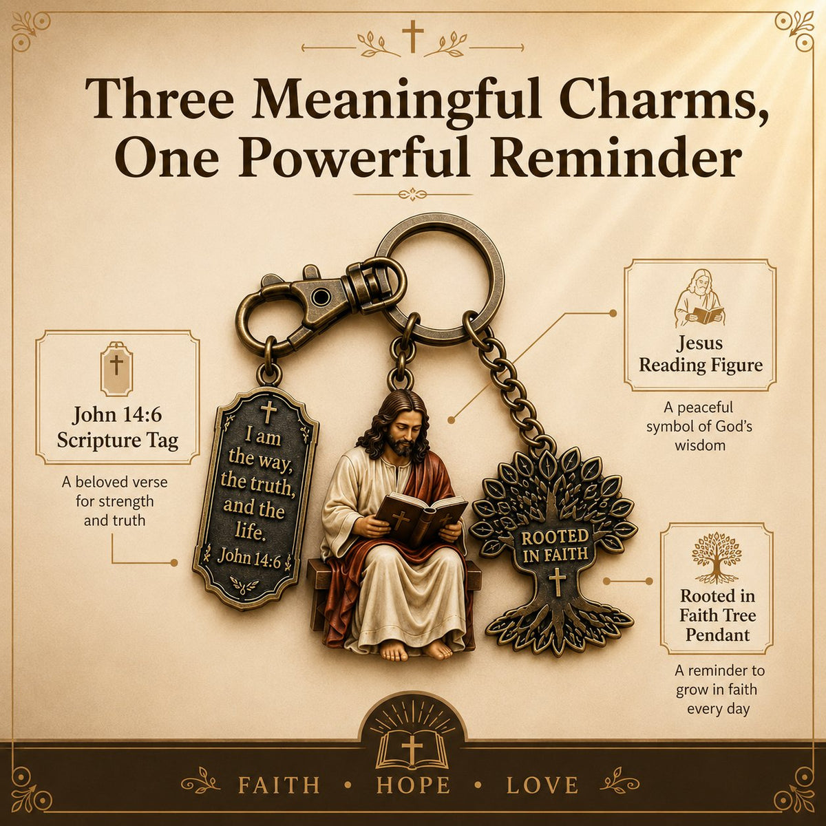 (🎁Last Day 49% OFF)✝️📖Jesus Reading Keychain