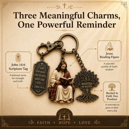 (🎁Last Day 49% OFF)✝️📖Jesus Reading Keychain