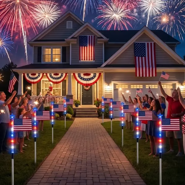 🔥Last Day  49% OFF🔥8 Solar American Flag Pathway Lights – Red, White & Blue Yard Glow for 250th Independence Celebration 🇺🇸✨