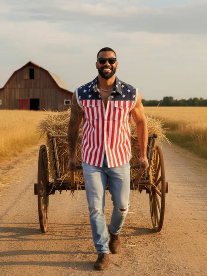 🔥LAST DAY SALE 49% OFF - 🇺🇸🦅Men's American Flag Denim Vest - 4th of July Patriotic Casual Sleeveless Jacket✨
