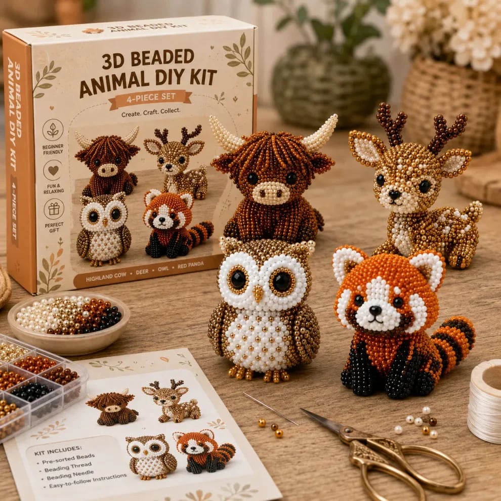 🏆Limited Time Sale 49% OFF🧵✨Petite 3D Beaded Animal Craft Kit