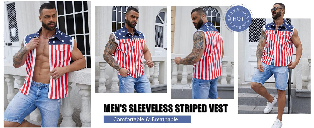 🔥LAST DAY SALE 49% OFF - 🇺🇸🦅Men's American Flag Denim Vest - 4th of July Patriotic Casual Sleeveless Jacket✨
