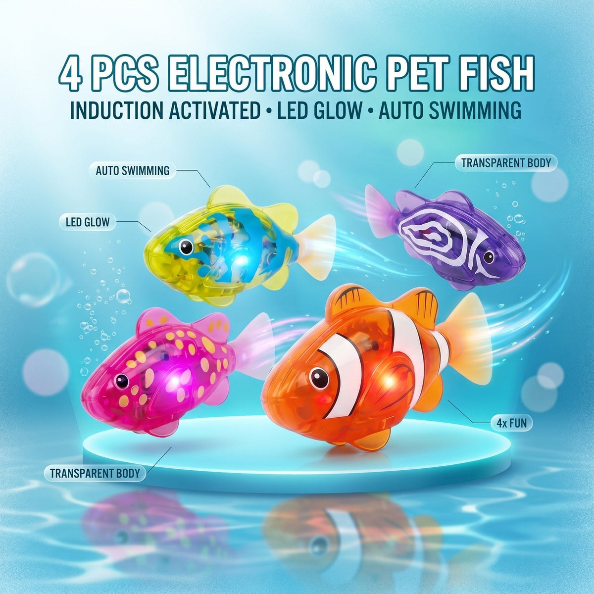 🔥🔥LAST DAY SALE 49% OFF-🛁✨Electronic Pet Fish Bath Toy | LED Light Up | Auto-Swimming Bath Toy🐠💦