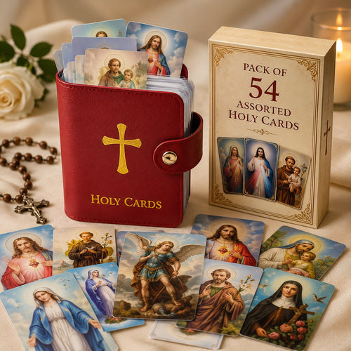 (🎁Last Day 49% OFF)✝️Catholic Genuine Leather Holy Card Holder – Pocket Prayer Card Organizer with Snap Closure
