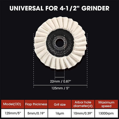 🔥Last Day 49% OFF - 🪵Premium Wool Felt Polishing Flap Disc for Angle Grinders - Mirror Finish Made Easy🔧