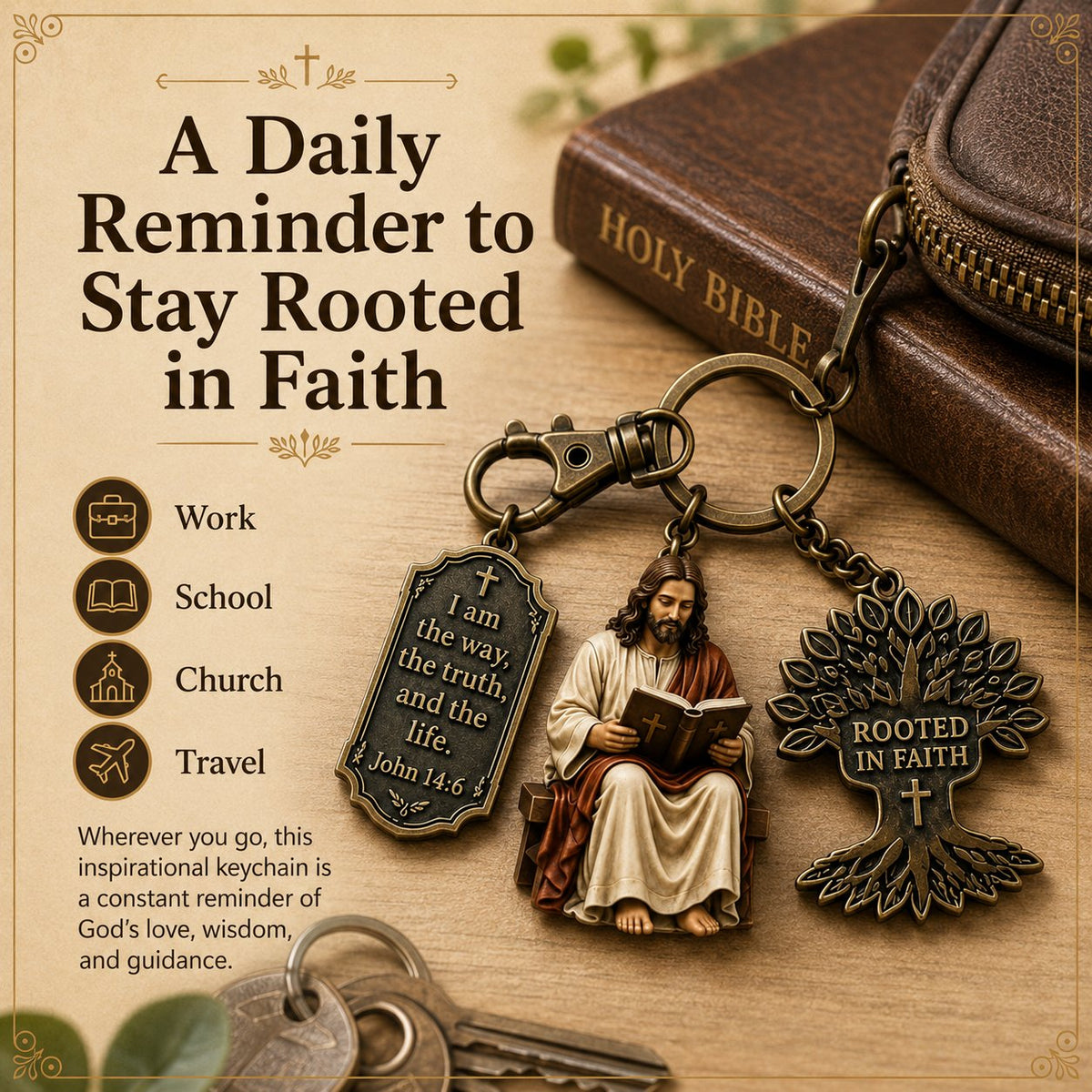 (🎁Last Day 49% OFF)✝️📖Jesus Reading Keychain